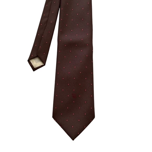 Vintage Christian Dior Paris Brown Tie With Red Polka Dot Pattern For Men - Picture 2 of 5